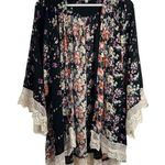Umgee Size S / M Kimono Floral Print Crochet Trim Cardigan 3/4 Sleeve Multicolor Photo 0