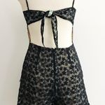 Lace Embroidered Ruffle Open Back Tie Romper Blue Photo 3