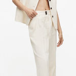 All Saints Payton Wide Leg Linen Blend‎ Pants  Metallic Stripe Size 2 Photo 0