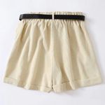 SheIn Light Beige Cream Wide Leg Corduroy Baggy High Waisted Shorts Size Large Photo 1