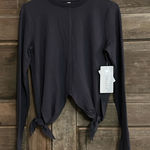 ATHLETA Samsara Nirvana Side Tie Size XS Navy Long‎ Sleeve Sweatshirt NEW Gray Photo 0