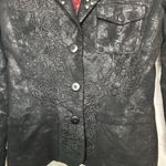 Johnny Was  3J Workshop Coated Velvet Embroidered Floral Studded Jacket Black XS Photo 3