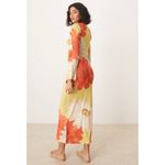 ASOS Yellow Floral Angel Sleeve Midaxi Bodycon Dress Size Small 4/6 Photo 3