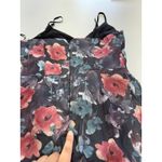 Harlyn Dress Womens Small‎ Blue Red Dark Floral High Low Satin V Neck Photo 9