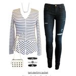 Tart  Sterling Sweater Jacket in blue and white with Peplum - size Small Photo 2