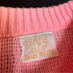 Vintage 60s 70s Sears Sweater Bubblegum Pink Cable Knit Cardigan Pearlescent szL Size L Photo 8