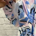 Joy Joy  Pleated Puff Sleeve Dress Sumpy Summer Paisley Size L Blue Pink White Photo 5