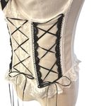 Women's Goth Sleeveless Lace Up Cami Bow Lace Trim Punk Corset Top Sz L Photo 5