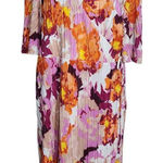Destination Maternity Floral Print Pleated Wrap Dress Size Large Wedding Guest Orange Photo 0