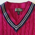 Ralph Lauren  Lauren Active Collection Y2K Tennis V Neck sweater cableknit, sz S Photo 5