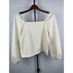 Madewell  Antique Cream‎ Crepe Square-Neck Long Puff-Sleeve Blouse Size XS Photo 6