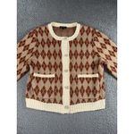 Skies Are Blue  Sweater Women Medium Argyle‎ Embellished Button Academia Clueless Photo 6