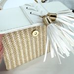 Annie Griffin Annie Handbags Top Handle Basket Purse with White Leather and Rope Strap Photo 4