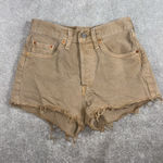Levi's 501 Women's 25 Brown Khaki Denim Shorts Button Fly Red Tab - Excellent Photo 0