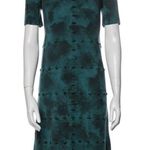 Bottega Veneta NWOT teal short-sleeved patterned wool dress. Photo 2