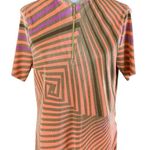 Jamie Sadock Coral Brown Pink Geometric Zip Polo Shirt L Golf Activewear Size L Photo 0