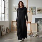 H&M  Black Long Sleeve Cowl Neck Maxi Dress XL Photo 3