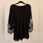 Maude  Black Tunic with White and Green Embroidery Photo 1