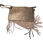 Free People Tooled Embroidered Fringe Gray Wristlet *Flaw* Photo 0