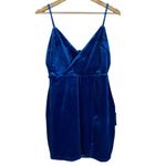 Lulus NWT Luxurious Attitude Mini Dress Womens S Blue Velvet Surplice Bodycon Photo 2