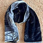 Traditional Craft Silk Black Gray Velvet Geometric Abstract Scarf Neck Wrap Photo 0