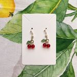 Cherry Earrings, Pearl Charm Dainty, Cute, Coquette, Cottagecore, Retro, Casual Red Photo 3