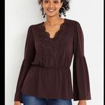 Maurice's Maurice’s Brown Crochet Kimono Sleeve Blouse Photo 0