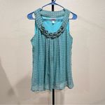 Dress Barn  Teal Sleeveless Top with Wooden Embellishments Size Small Photo 1