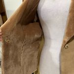 Harold's Faux Suede Knit Jacket Faux Fur Collar Acrylic Polyester size Small tan Photo 6
