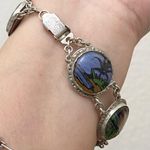 Vintage Blue Morpho Butterfly Wing Reverse Painted Tropical Scene Brazil 20.6g Photo 3