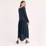 Free People  Beach NWOT Jilly Linen Blend Tiered Black Oversized Midi Dress, XS Photo 7