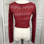 Forever 21  Cropped Mesh Long Sleeve Tee Burgundy-Small Photo 1