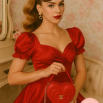 Juicy Couture  Only U Red Heart Crossbody Bag NWT Faux Leather Gold Chain Purse Photo 0