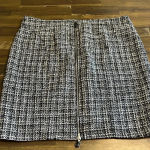 Boston Proper  Tweed  Zippered Mini Skirt Glitter Andrea Behar Black White Gold Photo 2