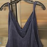 đź’•FRESH LAUNDRYđź’• 100% Linen Cropped Wide Leg Jumpsuit Blue Large *Flawed* NWOT Photo 5