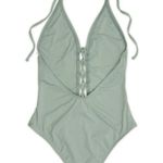 Dippin' Daisy's Dippin daisy’s swimwear Stone/Grey Lace up one piece bathing suit size small Photo 1