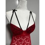 Red Lace‎ Babydoll Lingerie Black Trim Bow Body Jewels Sleepwear size Small Photo 1