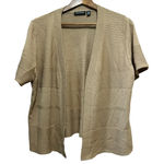 Nina Leonard  1X Beige Knit Short Sleeve‎ Open Front Cardigan Sweater Photo 0