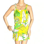 Tibi  NEW YORK 100% Silk Sleeveless Lime Floral Boho Summer Sun Dress Photo 1