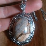 Picture Jasper Silvertone Pendant Stainless Steel Necklace Photo 5