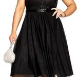 City Chic Black  strapless sequin tulle dress Photo 0