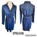 Style & Co  Dark Wash Denim Belted Dress Size Small-NWT Photo 1