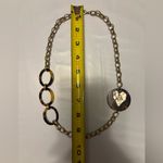 Tortoise Shell cross Pendant gold tone Necklace with asymmetrical decoration Brown Photo 3