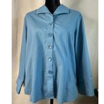 Foxcroft Bluish Green Blouse Long Sleeve Button Down Wrinkle Free Fitted Fit 16P Photo 0