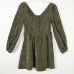 SheIn  Olive Green Corduroy Long Sleeve Round Neck Mini Dress Photo 0