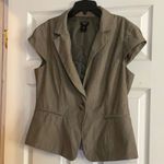 Ann Taylor Women's Short Cap Sleeve 1 Button Blazer Jacket Striped Photo 0