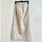 Showpo NWT . Laurenna Faux Leather Ruched Front Split Midi Skirt Stone Women US 2 Photo 6