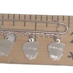 Sterling Silver RARE! Forstner  3 BOYS Siblings Branch Safety pin Photo 3