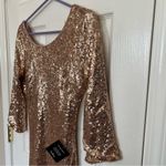 Lulus NWT  Delightful Ways Champagne Gold Sequin Dress Mini Prom Homecoming Club Photo 8