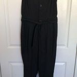 Frank And Oak Black  Sleeveless Button Front Tie Waist Jumpsuit Size M Photo 0
